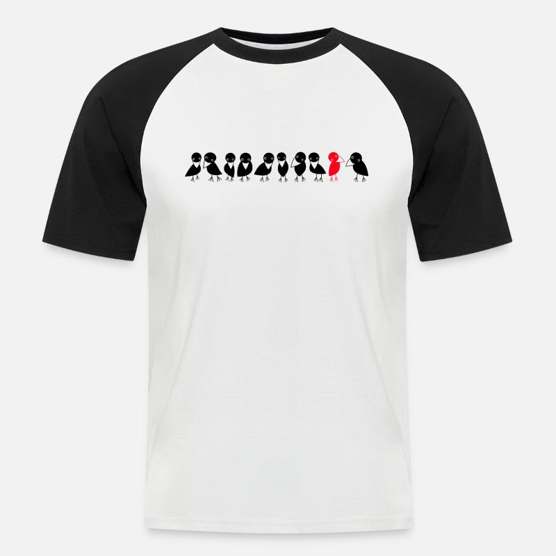 Vogelreihe Raben - Männer Baseball-T-Shirt - Weiß/Schwarz