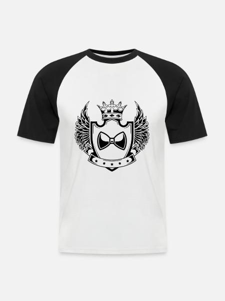 Bow Tie Gentleman Wappen - Männer Baseball-T-Shirt - Weiß/Schwarz