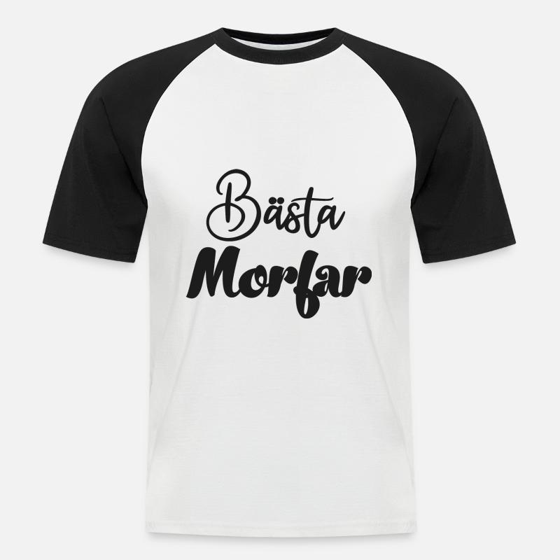 Present till morfar Världens bästa morfar - Kortärmad basebolltröja herr - vit/svart