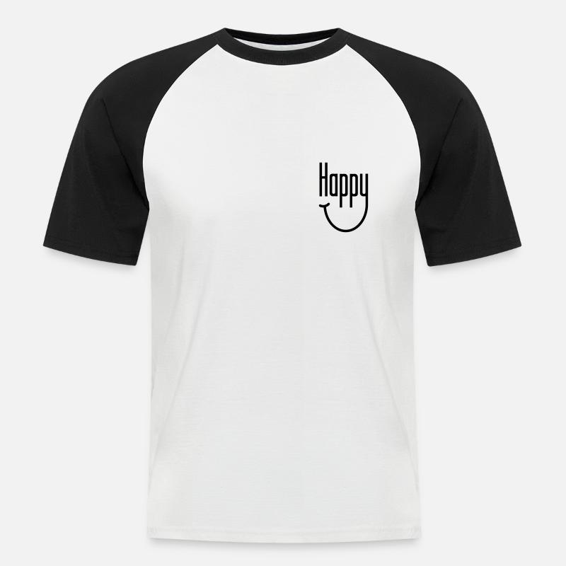 Happy Smile - Männer Baseball-T-Shirt - Weiß/Schwarz