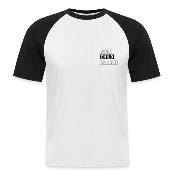 Conciliation travail-enfant | La vie quotidienne avec les enfants - T-shirt baseball manches courtes Homme - blanc/noir - Devant - Nik (191cm)