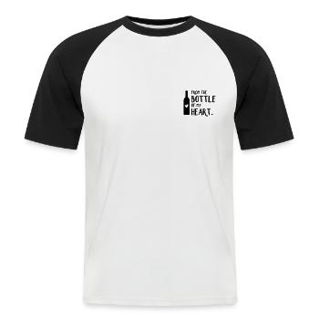 From the bottle of my heart | Love of wine - Men's Baseball T-Shirt - white/black - Front - Nik (191cm)