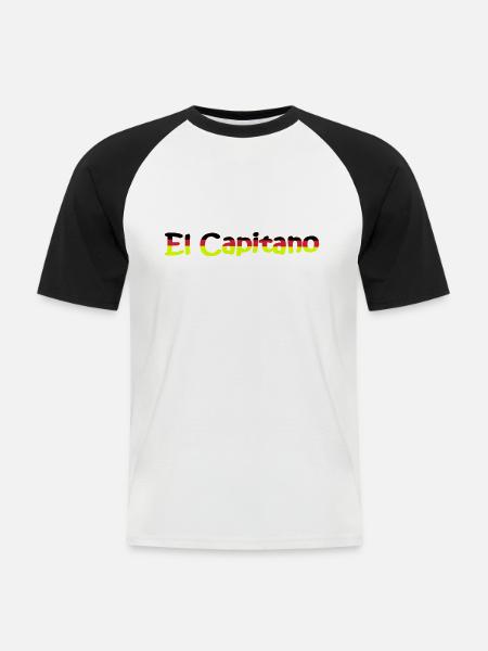 Fußball, el capitano - Männer Baseball-T-Shirt - Weiß/Schwarz