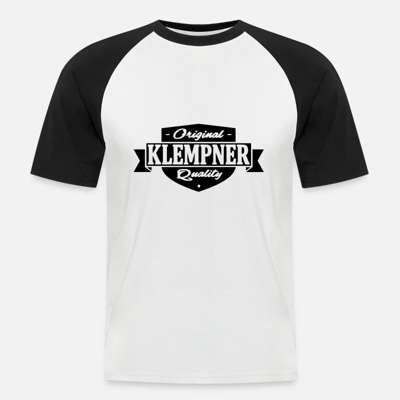 klempner - Männer Baseball-T-Shirt - Weiß/Schwarz