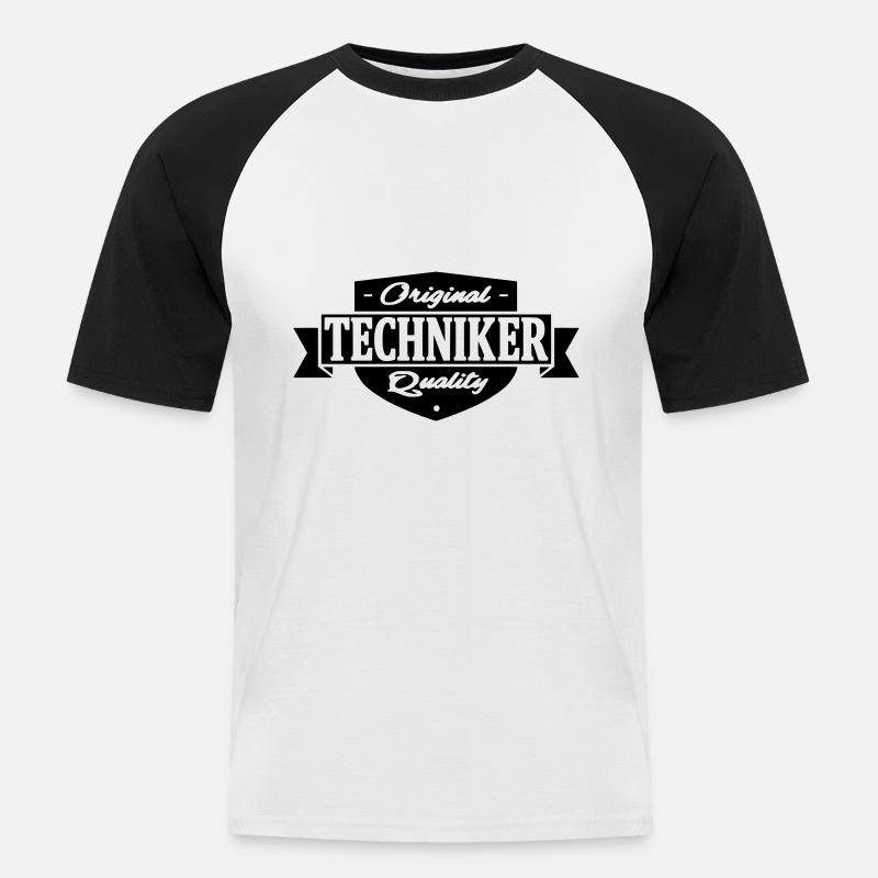 techniker - Männer Baseball-T-Shirt - Weiß/Schwarz