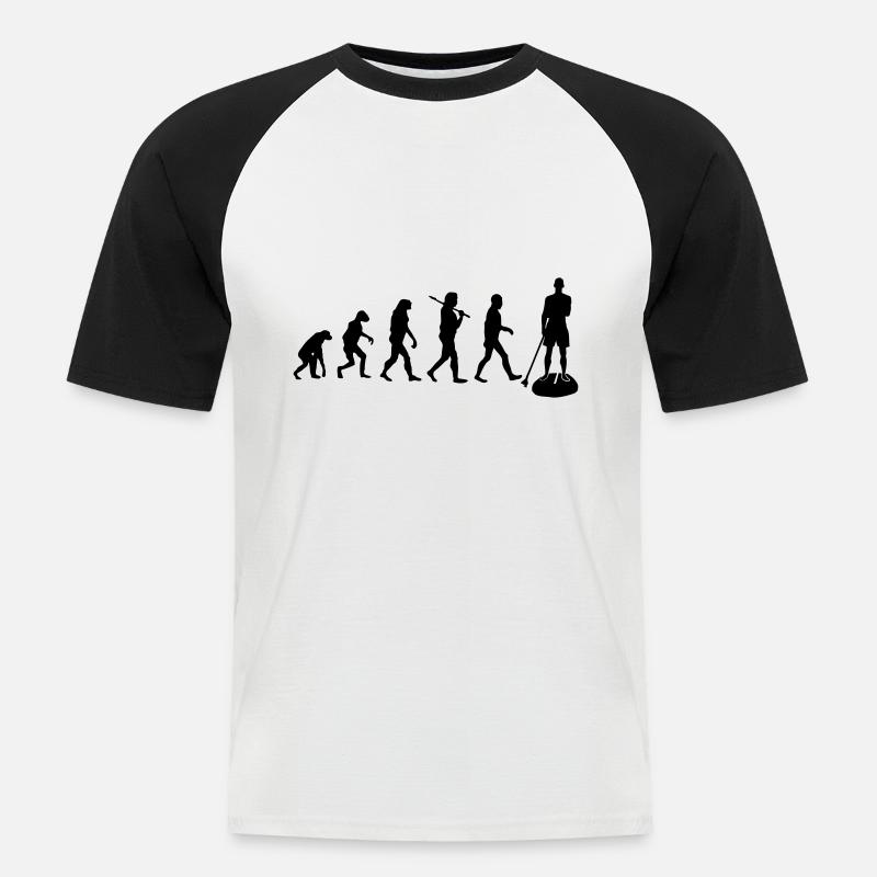 SUP Evolution Geschenk - Männer Baseball-T-Shirt - Weiß/Schwarz