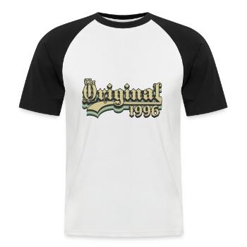 Born in 1996 the original - Men's Baseball T-Shirt - white/black - Front - Nik (191cm)