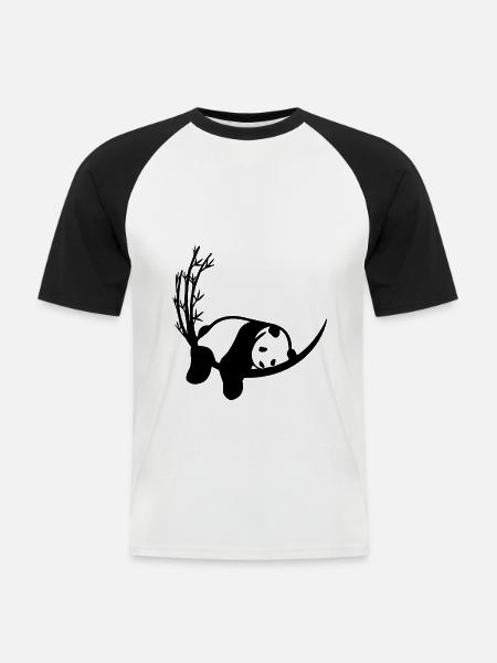 Panda Bamboo Chilling - Men's Baseball T-Shirt - white/black