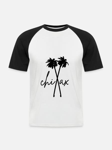 Relaxation Chill Out Palmen - Männer Baseball-T-Shirt - Weiß/Schwarz