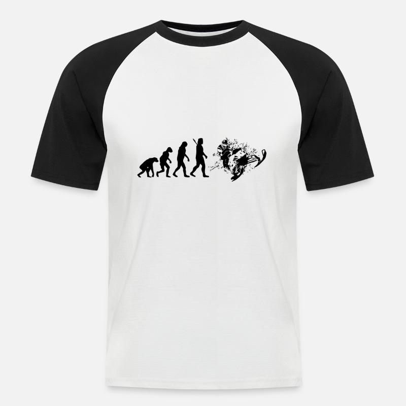 Evolution Snowmobile - Männer Baseball-T-Shirt - Weiß/Schwarz