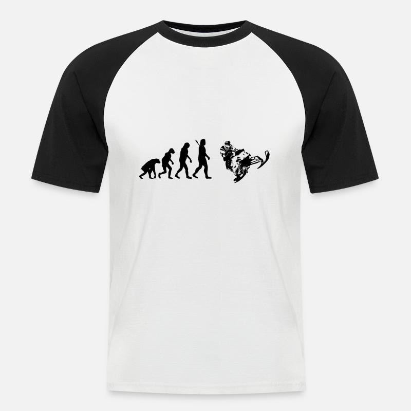 Evolution Snowmobile - Männer Baseball-T-Shirt - Weiß/Schwarz