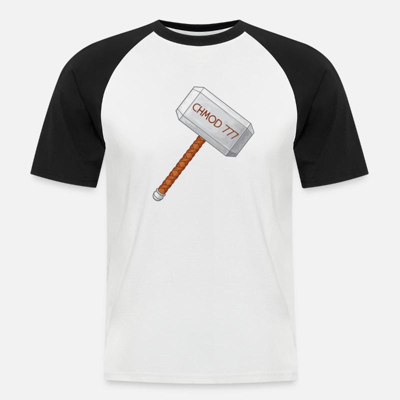 Linux Admin Chmod - Männer Baseball-T-Shirt - Weiß/Schwarz