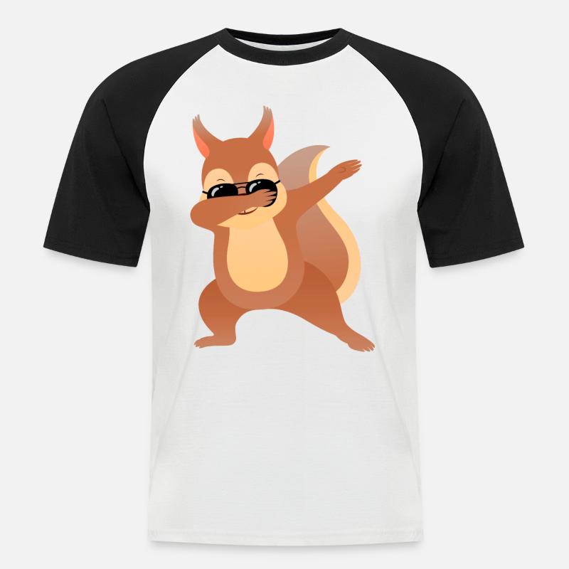 Dab Dabbing Eichhörnchen Mit Sonnenbrille - Männer Baseball-T-Shirt - Weiß/Schwarz