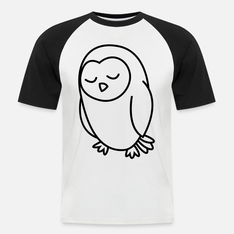 Eule Comic Tier - Männer Baseball-T-Shirt - Weiß/Schwarz