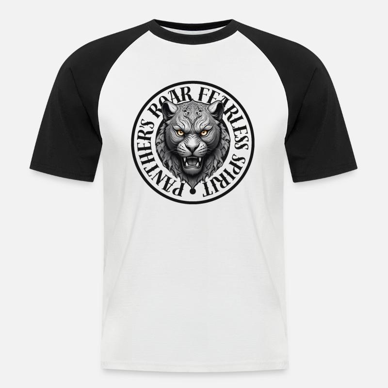 Fearless Panther - Männer Baseball-T-Shirt - Weiß/Schwarz