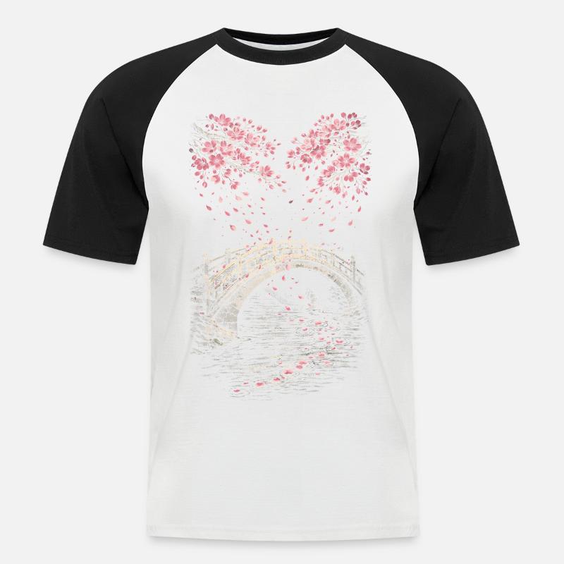 Kirschblüten Sakura Kirschblüte - Männer Baseball-T-Shirt - Weiß/Schwarz