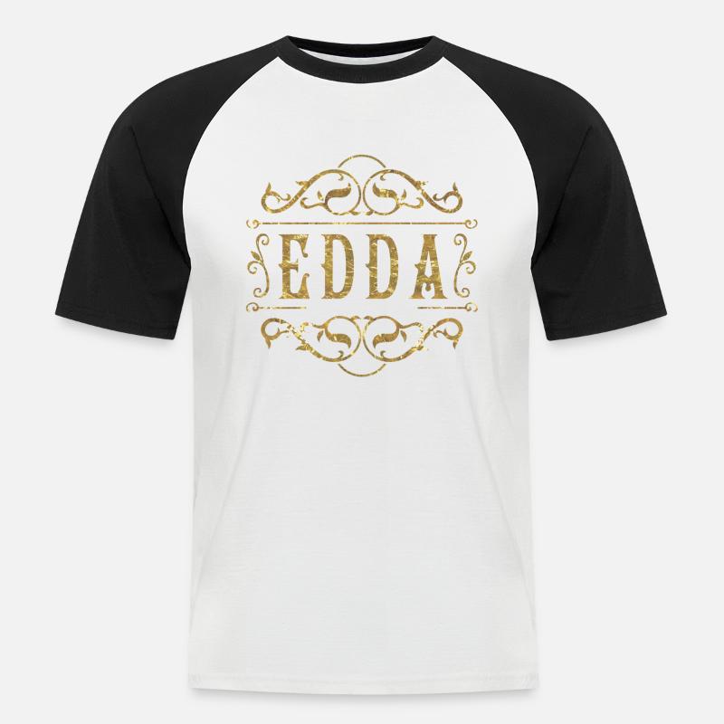 Edda gold - Männer Baseball-T-Shirt - Weiß/Schwarz