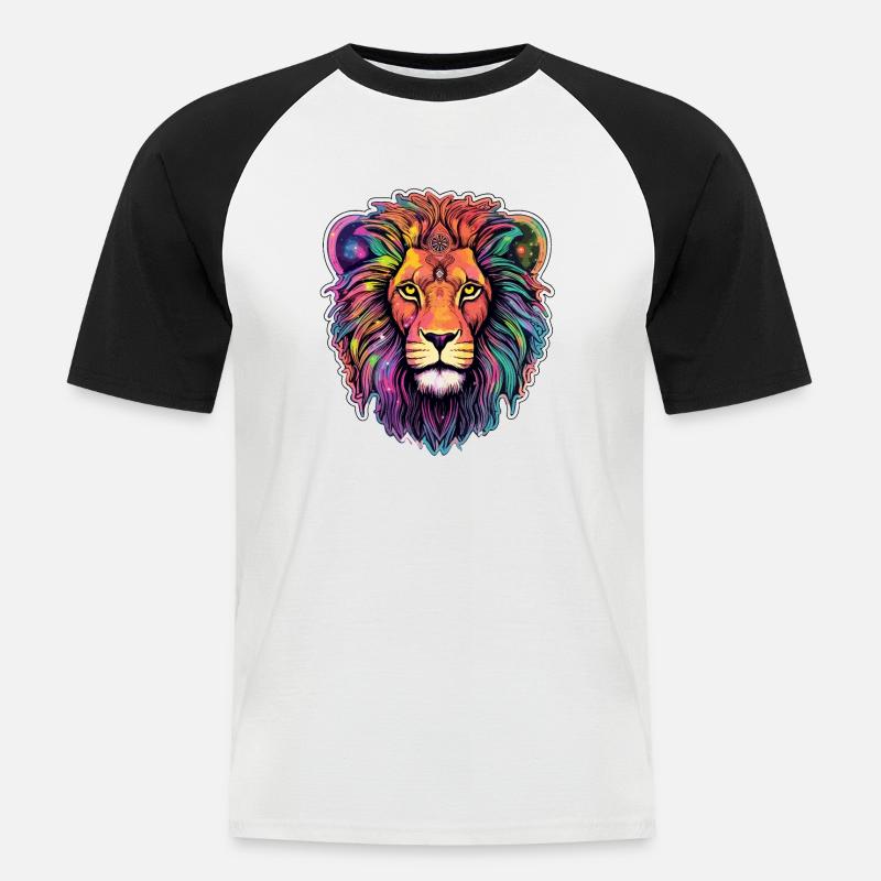 Löwe Himmlisch - Himmlisches Brüllen - Männer Baseball-T-Shirt - Weiß/Schwarz
