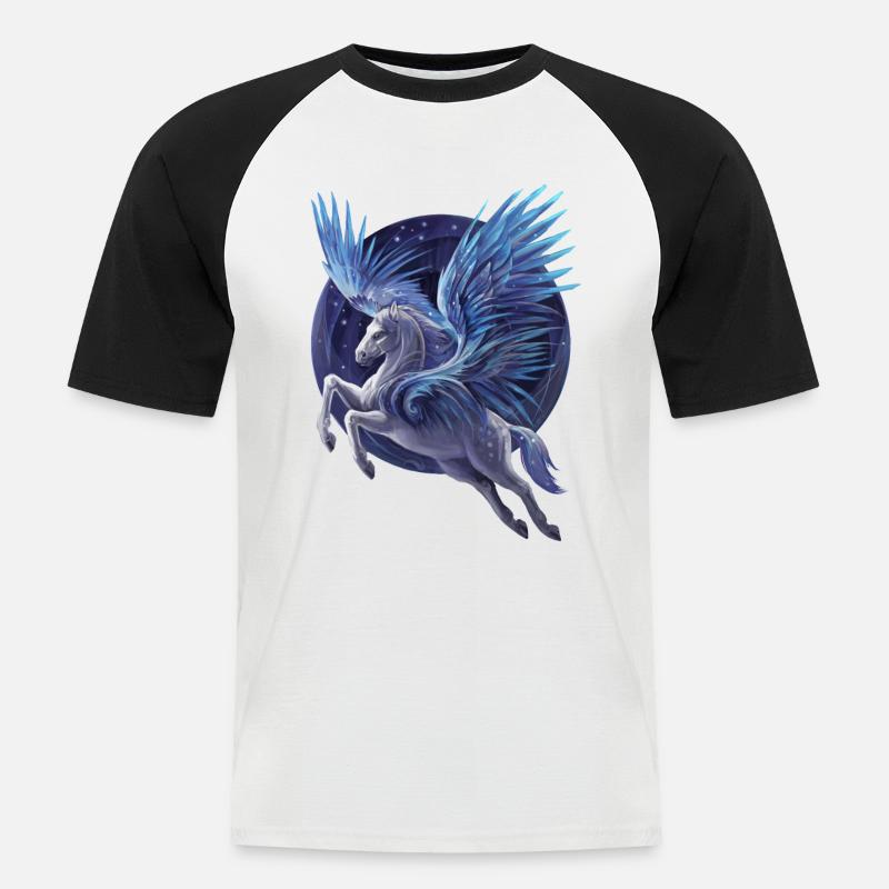 Pegasus - Männer Baseball-T-Shirt - Weiß/Schwarz