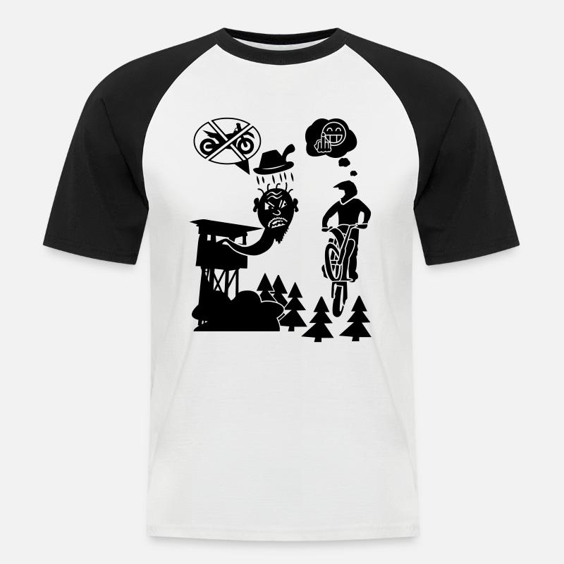 Biker vs. Hunter - Männer Baseball-T-Shirt - Weiß/Schwarz