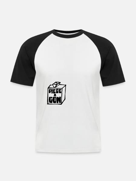 Politique - T-shirt baseball manches courtes Homme - blanc/noir