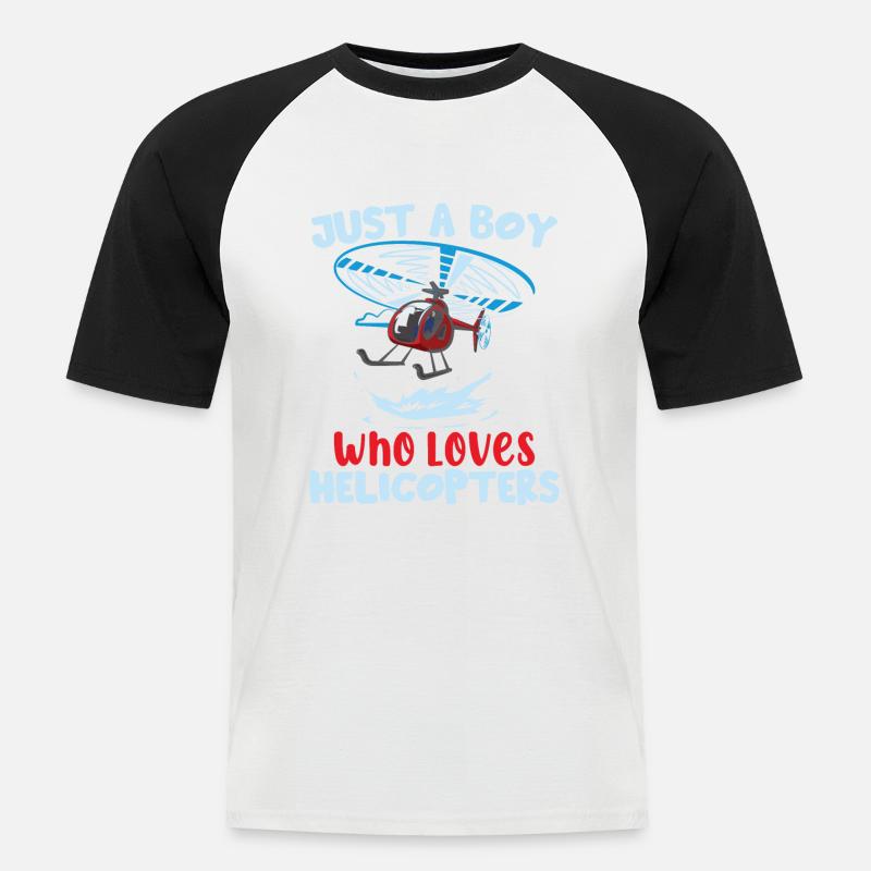 Junge Hubschrauberpilot - Männer Baseball-T-Shirt - Weiß/Schwarz