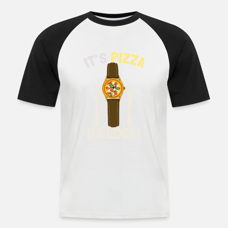 C’est Pizza O’Clock - T-shirt baseball manches courtes Homme - blanc/noir