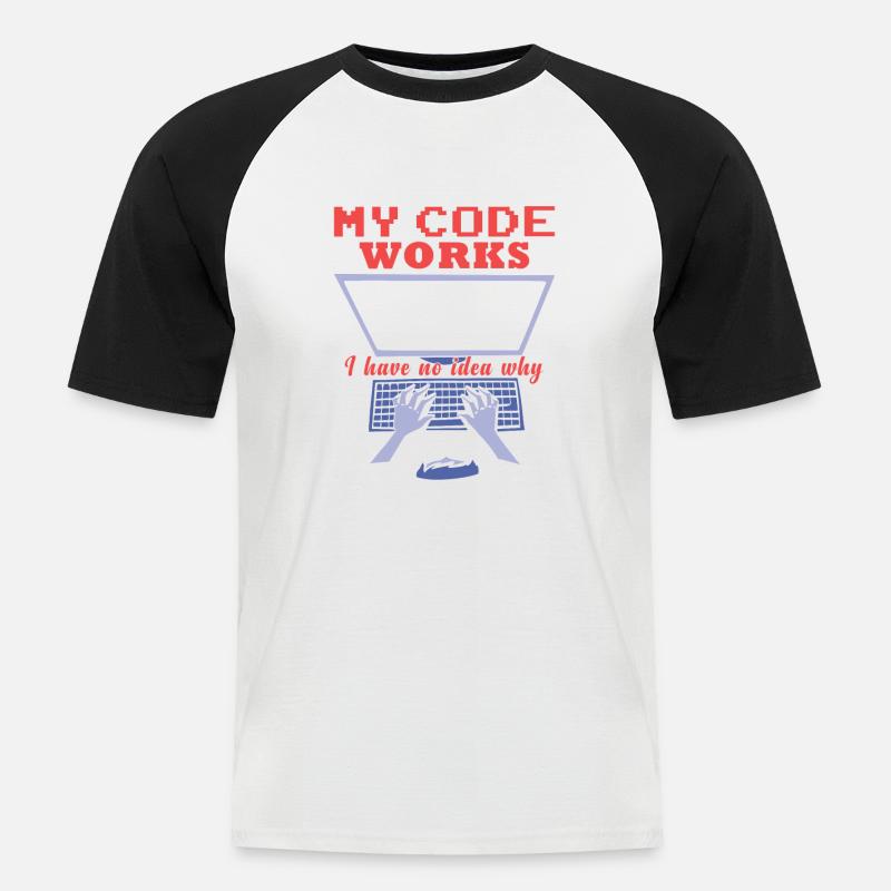 Fuuny Coder Programmer - Men's Baseball T-Shirt - white/black