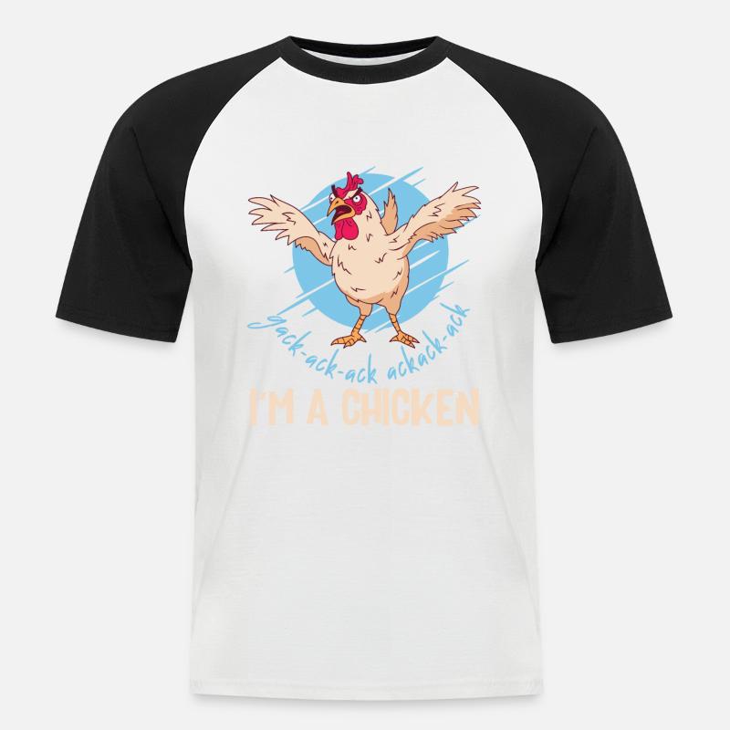 Ich bin ein Huhn - Männer Baseball-T-Shirt - Weiß/Schwarz