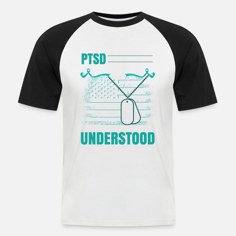 PTBS-Bewusstsein - Männer Baseball-T-Shirt - Weiß/Schwarz