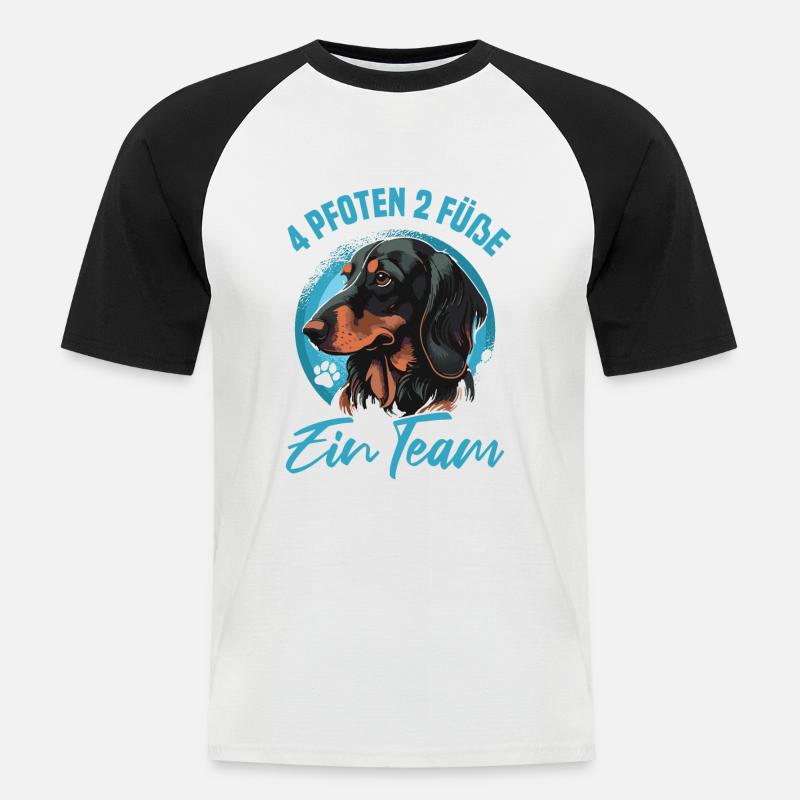 Dackel Geschenk - Männer Baseball-T-Shirt - Weiß/Schwarz