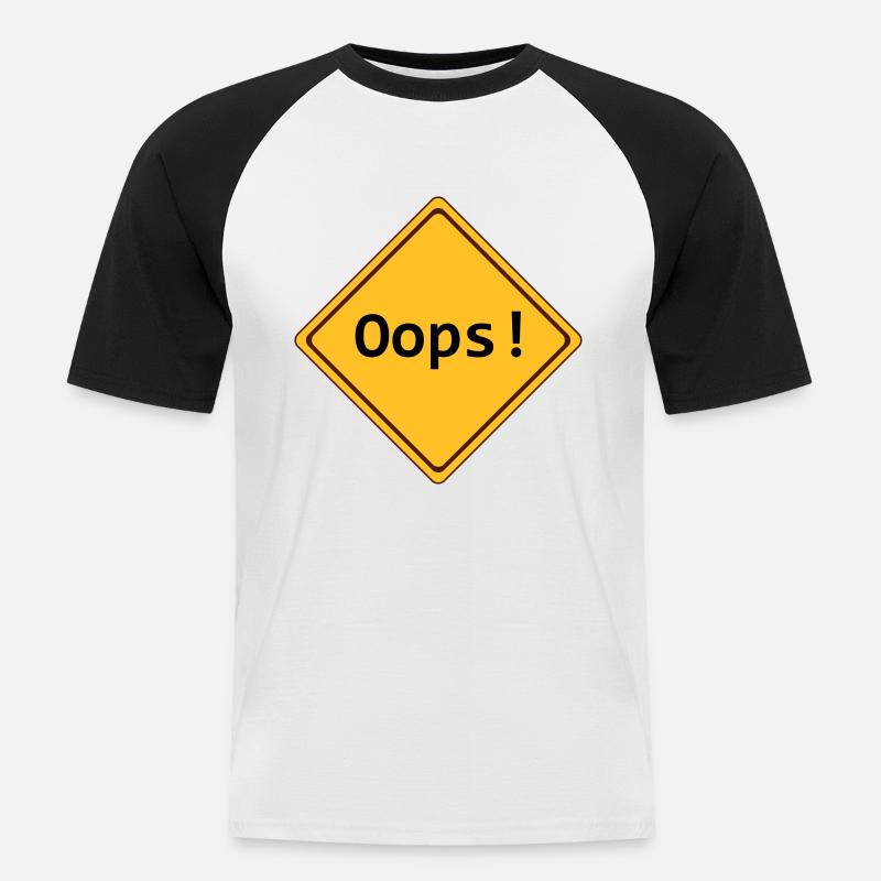 error, oops !, customizable - Men's Baseball T-Shirt - white/black