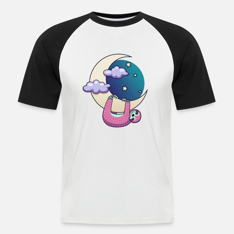 moon sloth - Männer Baseball-T-Shirt - Weiß/Schwarz