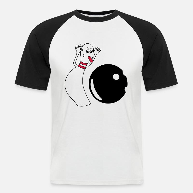 Bowling Pin - Männer Baseball-T-Shirt - Weiß/Schwarz