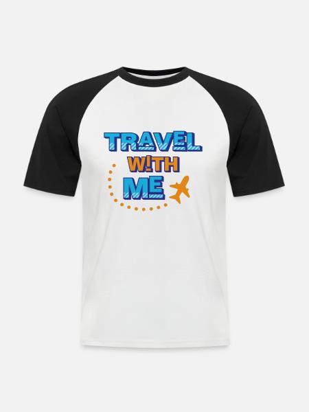 Reise mit mir - Männer Baseball-T-Shirt - Weiß/Schwarz