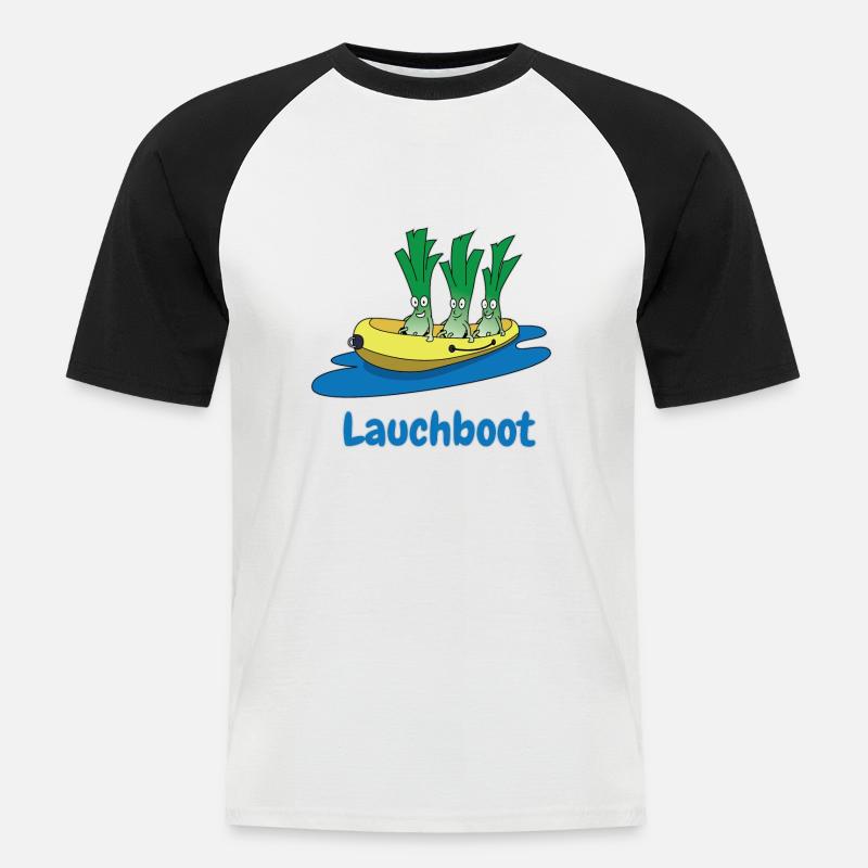 Lauchboot Lauch Schlauchboot Witzige Geschenkidee - Männer Baseball-T-Shirt - Weiß/Schwarz