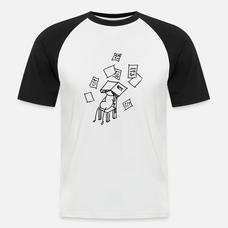 krank oder Schule - Männer Baseball-T-Shirt - Weiß/Schwarz