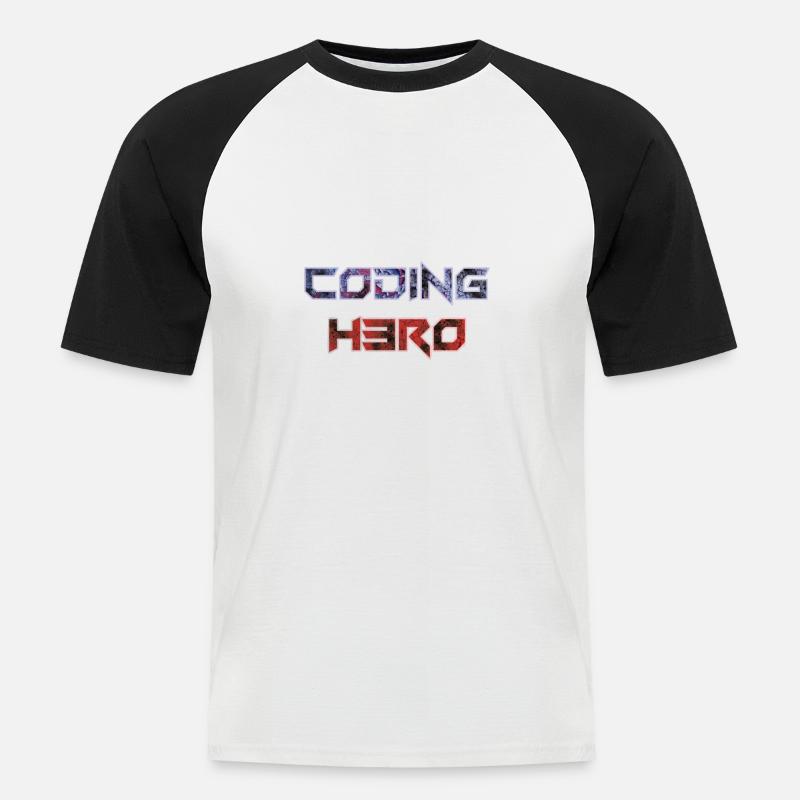 Coding Hero - programming hero - Men's Baseball T-Shirt - white/black