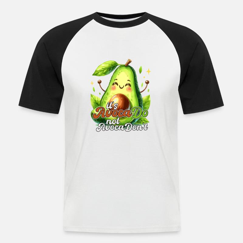 Happy Avocado its AvocaDo Design - Männer Baseball-T-Shirt - Weiß/Schwarz