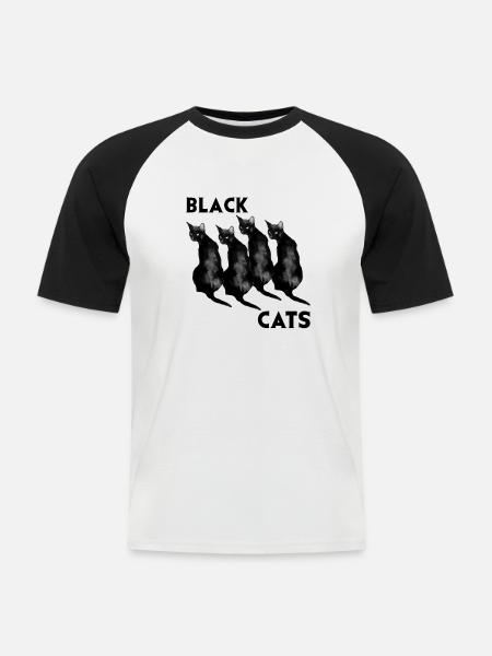 Black cats - Men's Baseball T-Shirt - white/black
