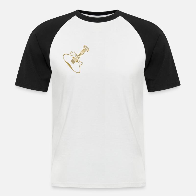 Gitarre 2 - Männer Baseball-T-Shirt - Weiß/Schwarz
