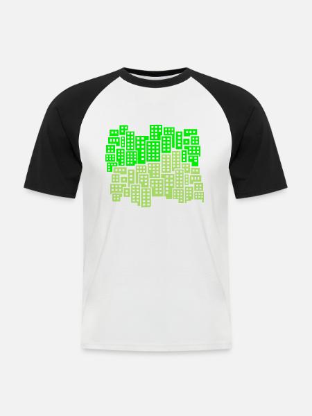 Stadt - Männer Baseball-T-Shirt - Weiß/Schwarz
