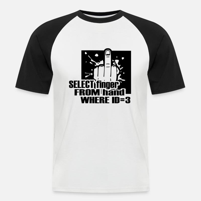 SELECT finger FROM hand - Men's Baseball T-Shirt - white/black