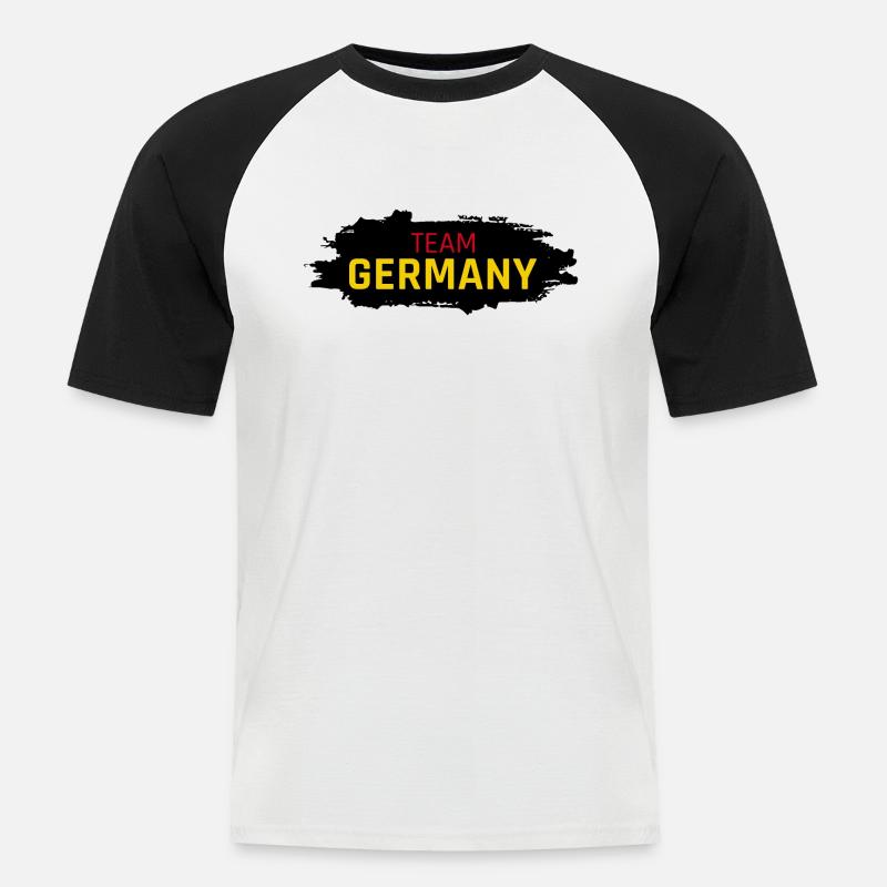 Team Germany Button - Männer Baseball-T-Shirt - Weiß/Schwarz