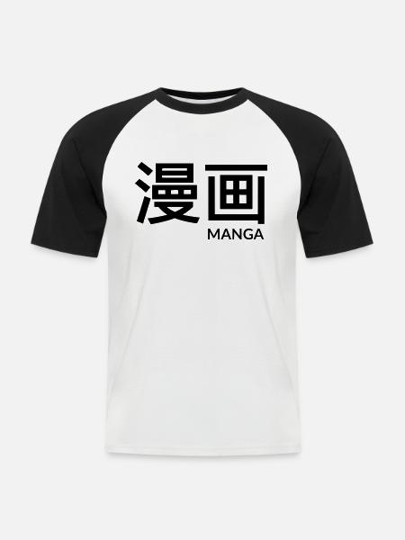 MANGA - Men's Baseball T-Shirt - white/black