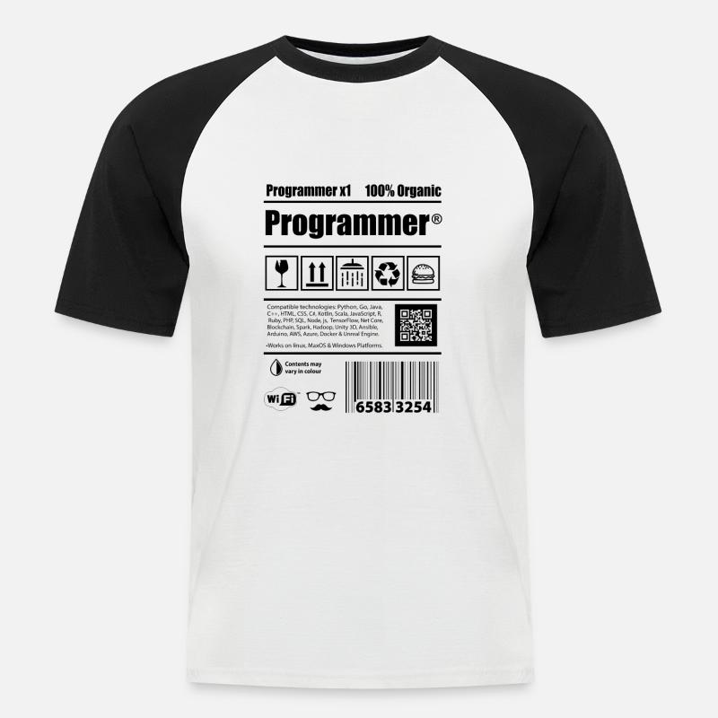 Coder Programmierer Koffein Entwickler Geschenk - Männer Baseball-T-Shirt - Weiß/Schwarz