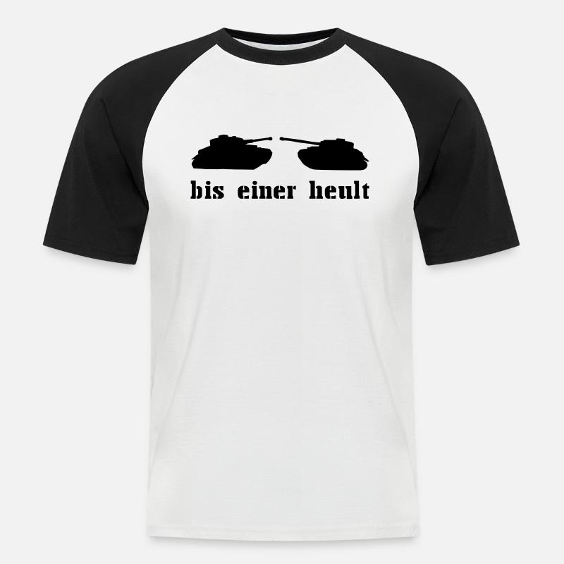 bis einer heult - Männer Baseball-T-Shirt - Weiß/Schwarz