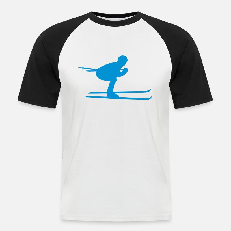 Ski - Männer Baseball-T-Shirt - Weiß/Schwarz