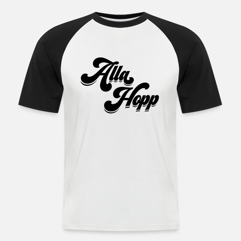 Alla Hopp! - Männer Baseball-T-Shirt - Weiß/Schwarz