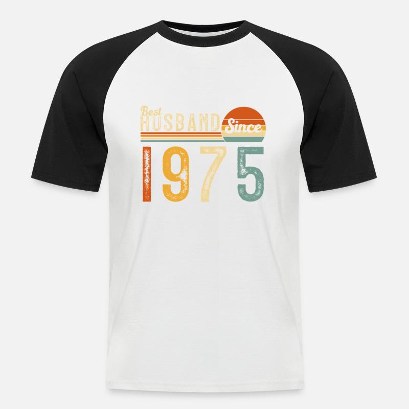 Bester Ehemann seit 1975 - Männer Baseball-T-Shirt - Weiß/Schwarz